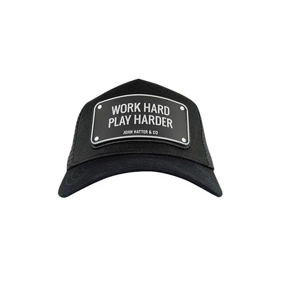 John Hatter & Co Work Hard Play Harder Rubber Edt Trucker Cap